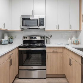 Well-lit kitchen with ample counter space